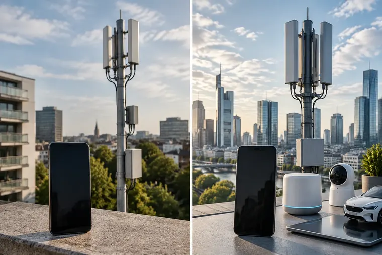 Gegenüberstellung: links 4G, rechts 5G