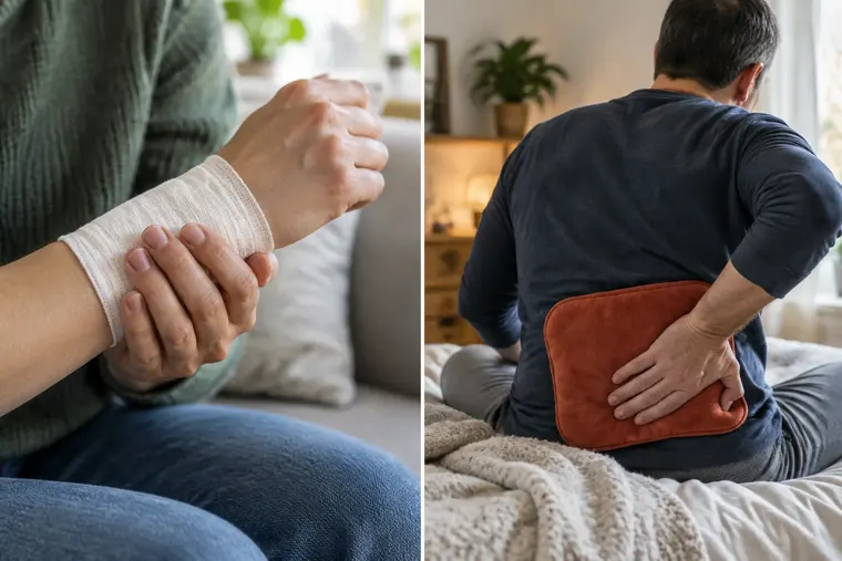 Gegenüberstellung: links akuter Schmerz, rechts chronischer Schmerz