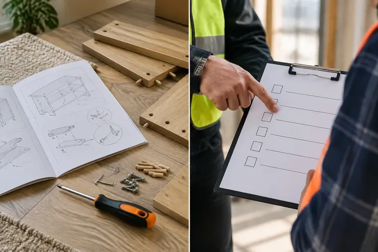 Gegenüberstellung: links Anleitung, rechts Anweisung