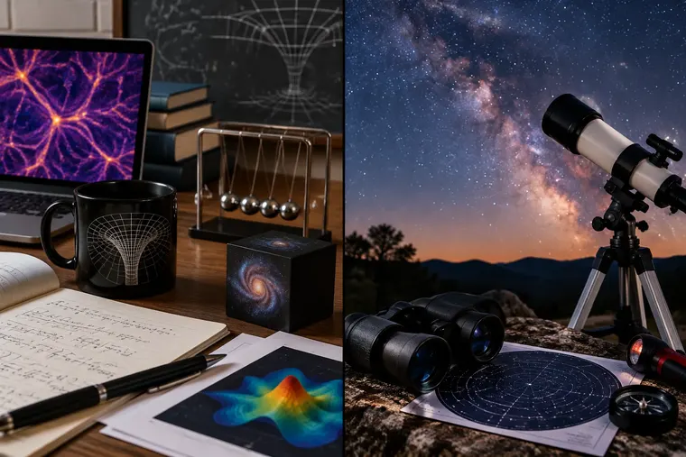 Gegenüberstellung: links Astrophysik, rechts Astronomie