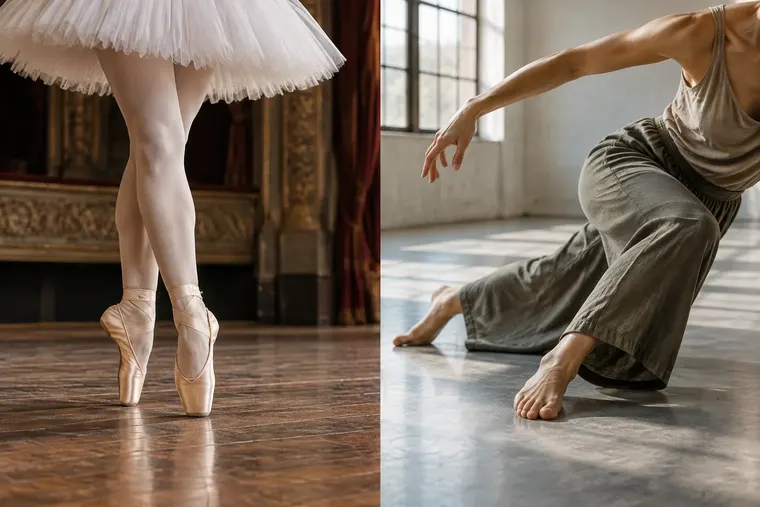 Gegenüberstellung: links Ballett, rechts Modern Dance