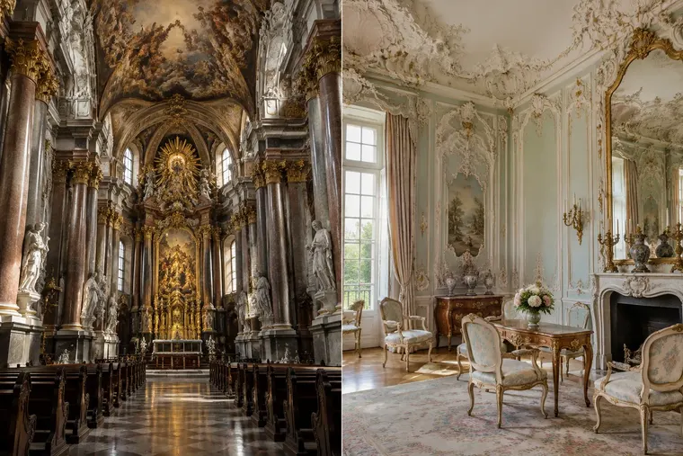 Gegenüberstellung: links Barock, rechts Rokoko