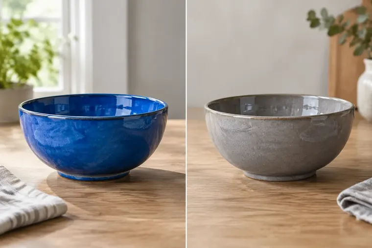 Gegenüberstellung: links Blau, rechts Grau