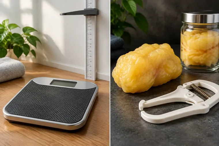 Gegenüberstellung: links BMI, rechts Körperfettanteil