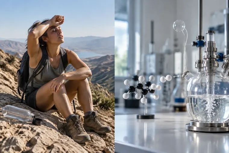 Gegenüberstellung: links Dehydration, rechts Dehydrierung