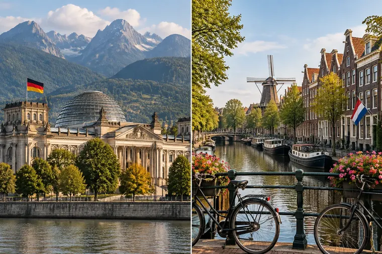 Gegenüberstellung: links Deutschland, rechts Niederlande