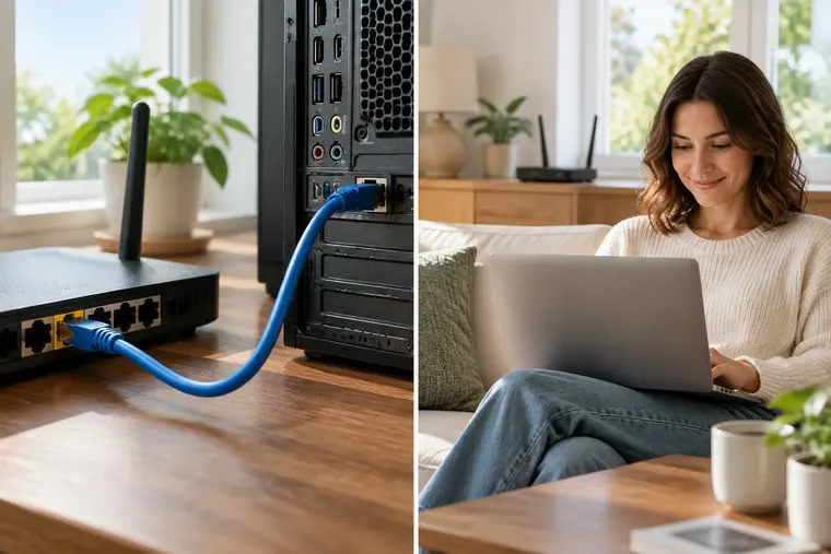 Gegenüberstellung: links Ethernet, rechts Wi-Fi