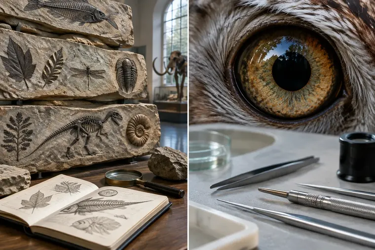 Gegenüberstellung: links Evolution, rechts Intelligent Design