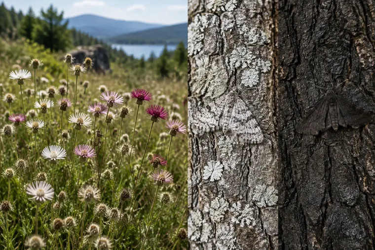 Gegenüberstellung: links Evolution, rechts Selektion