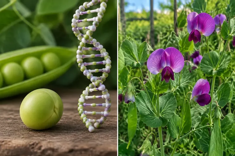 Gegenüberstellung: links Genotyp, rechts Phänotyp
