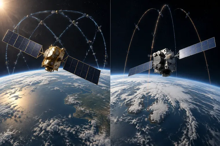 Gegenüberstellung: links GPS, rechts GLONASS