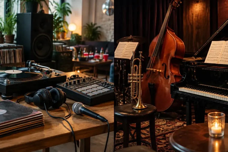 Gegenüberstellung: links Hip-Hop, rechts Jazz