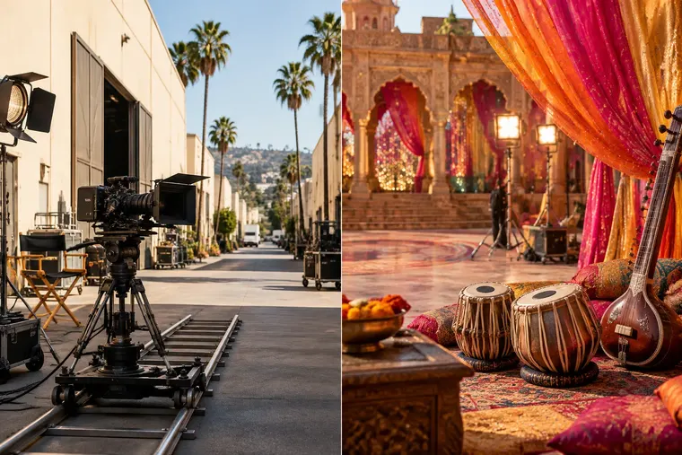 Gegenüberstellung: links Hollywood-Film, rechts Bollywood-Film
