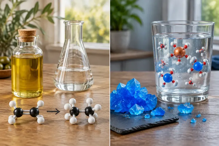 Gegenüberstellung: links hydriert, rechts hydratisiert