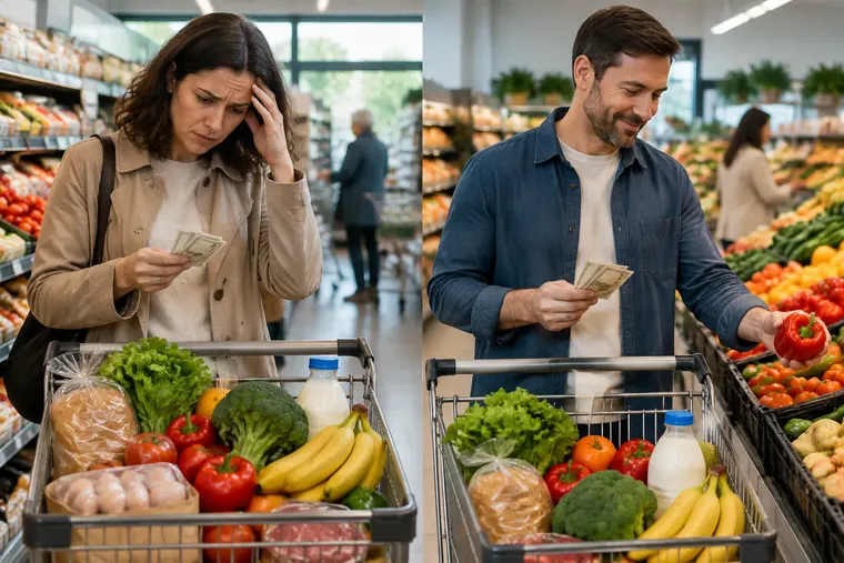 Gegenüberstellung: links Inflation, rechts Deflation