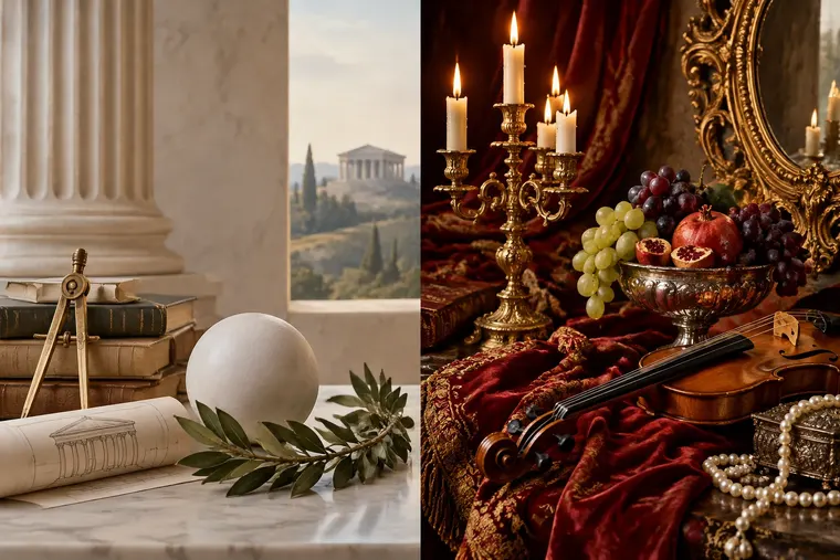 Gegenüberstellung: links Klassik, rechts Barock