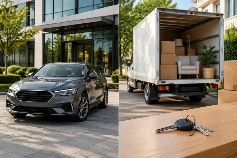 Gegenüberstellung: links Leasing, rechts Miete