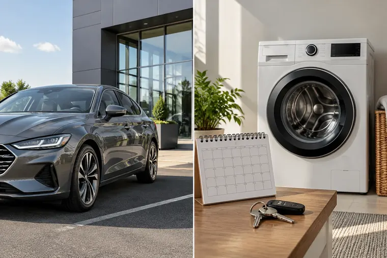 Gegenüberstellung: links Leasing, rechts Mietkauf