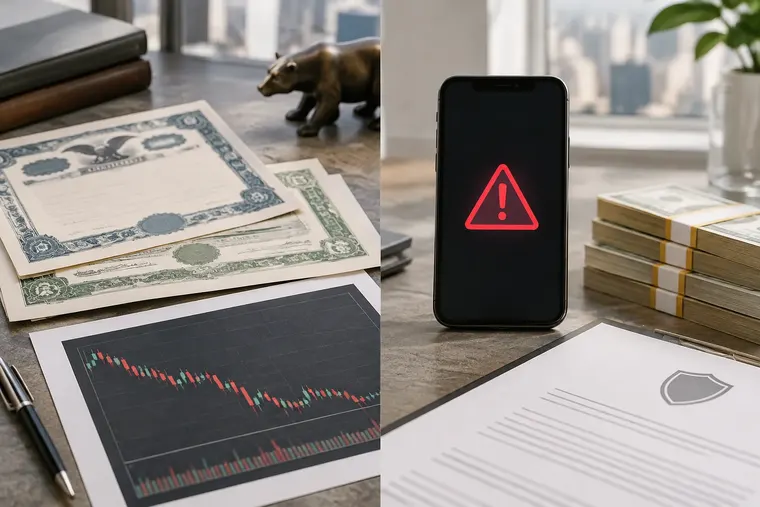 Gegenüberstellung: links Leerverkauf, rechts Margin Call