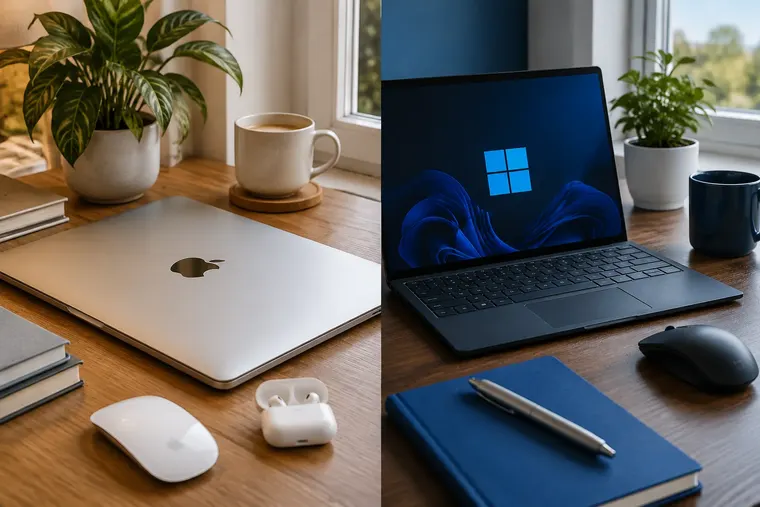 Gegenüberstellung: links macOS, rechts Windows