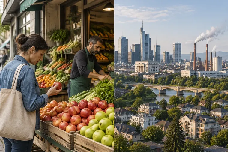 Gegenüberstellung: links Mikroökonomie, rechts Makroökonomie