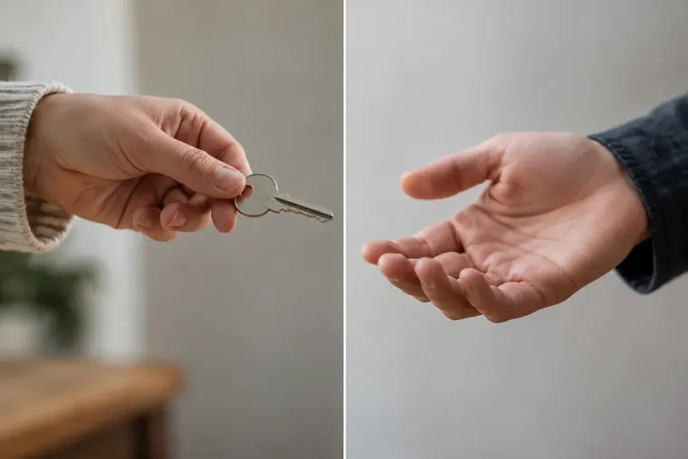 Gegenüberstellung: links mir, rechts dir