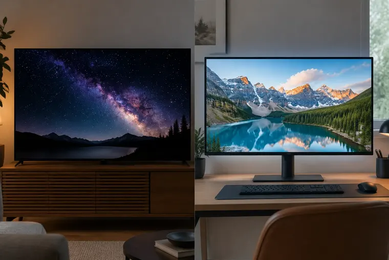 Gegenüberstellung: links OLED, rechts LCD