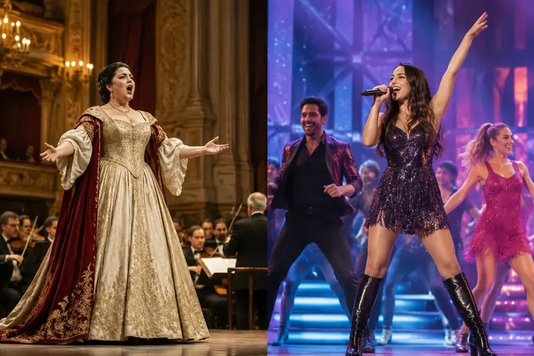 Gegenüberstellung: links Oper, rechts Musical