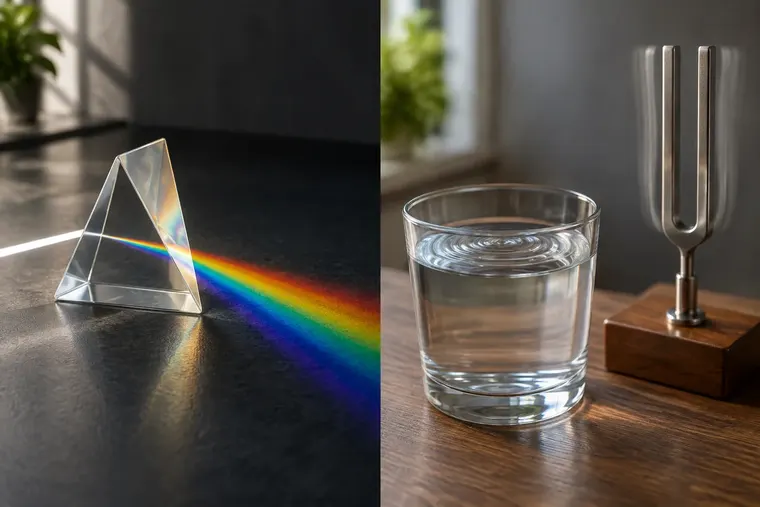 Gegenüberstellung: links Optik, rechts Akustik