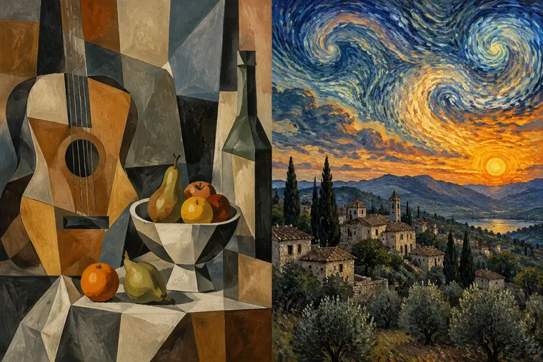 Gegenüberstellung: links Picasso, rechts Van Gogh