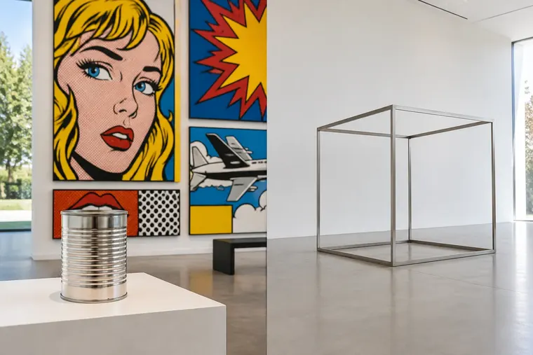 Gegenüberstellung: links Pop-Art, rechts Minimalismus