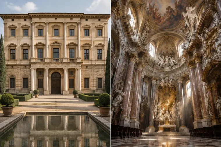 Gegenüberstellung: links Renaissance, rechts Barock