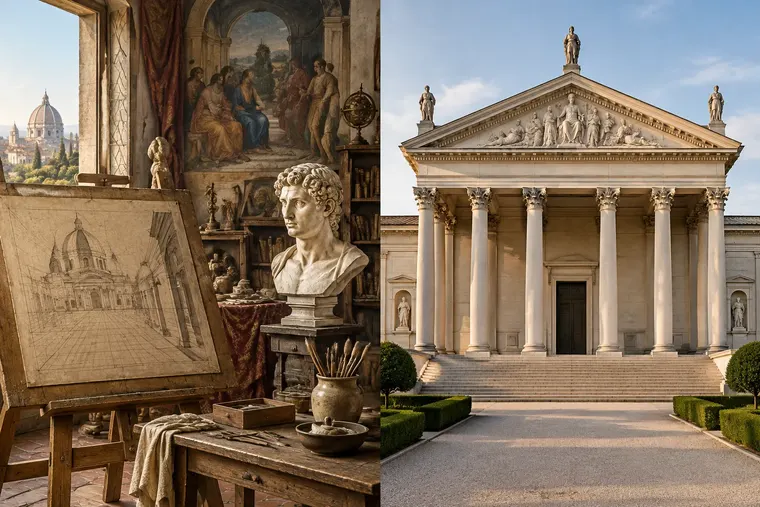 Gegenüberstellung: links Renaissance, rechts Klassizismus