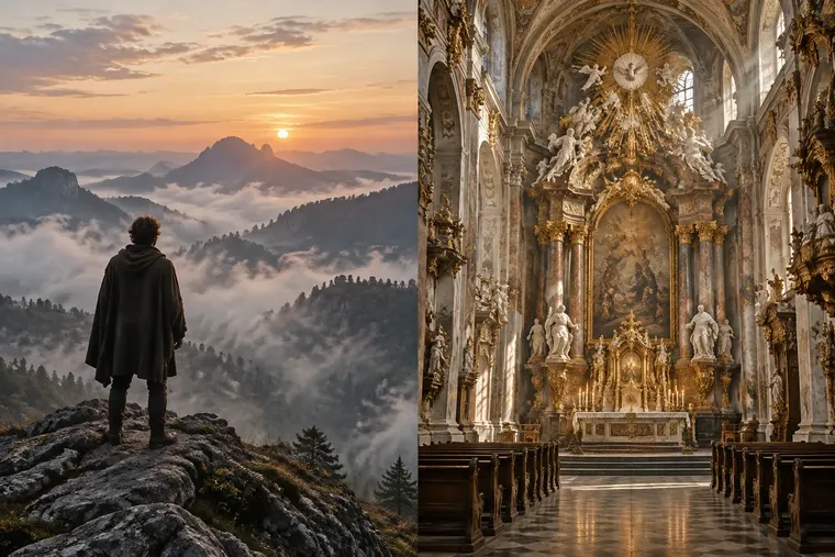 Gegenüberstellung: links Romantik, rechts Barock