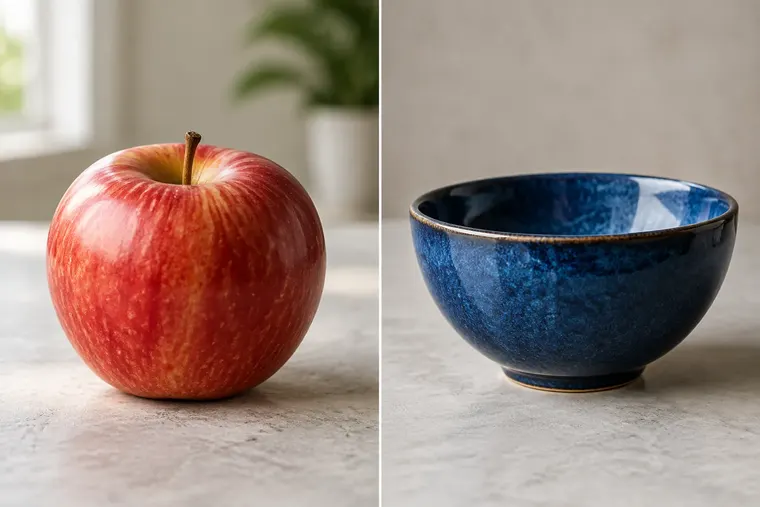 Gegenüberstellung: links Rot, rechts Blau