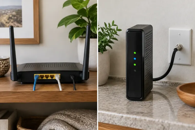 Gegenüberstellung: links Router, rechts Modem