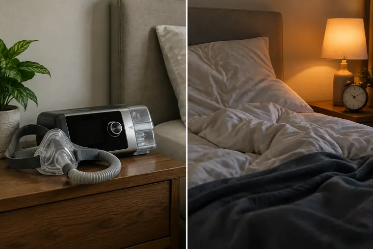 Gegenüberstellung: links Schlafapnoe, rechts Insomnie