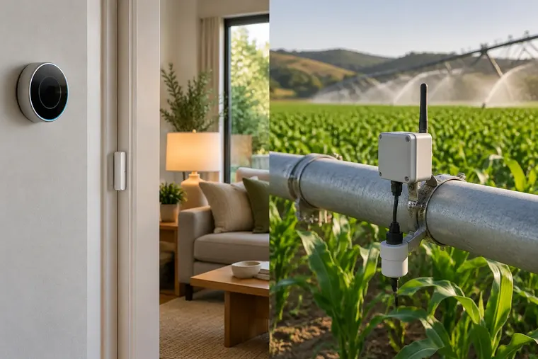 Gegenüberstellung: links Smart Home, rechts Internet der Dinge (IoT)