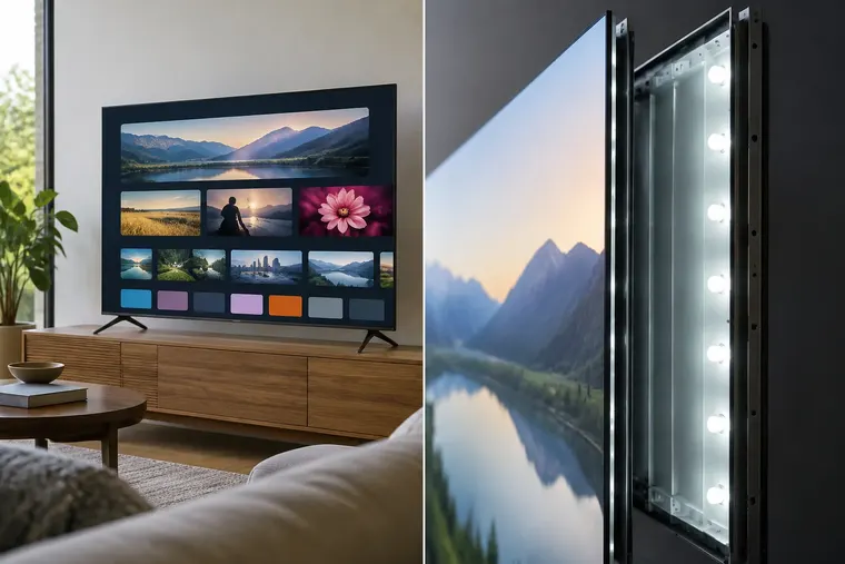 Gegenüberstellung: links Smart-TV, rechts LED-TV