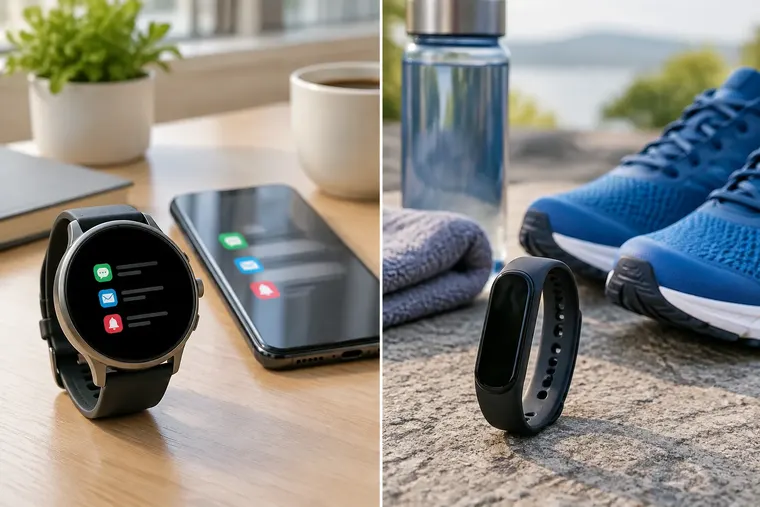 Gegenüberstellung: links Smartwatch, rechts Fitness-Tracker