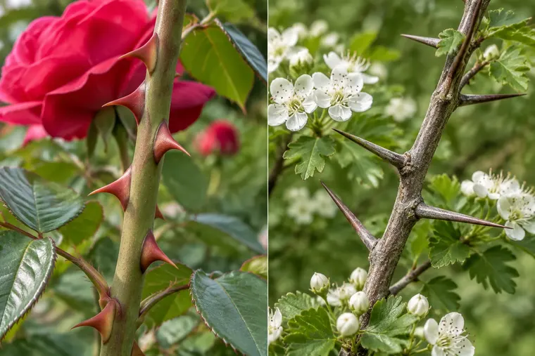 Gegenüberstellung: links Stachel, rechts Dorn