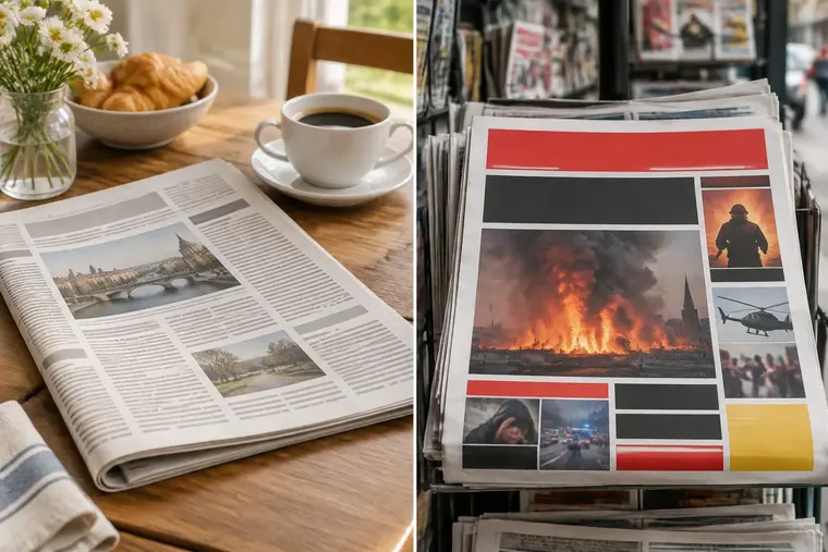 Gegenüberstellung: links Tageszeitung, rechts Boulevardzeitung