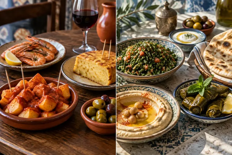 Gegenüberstellung: links Tapas, rechts Mezze