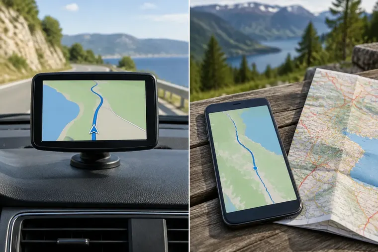 Gegenüberstellung: links TomTom, rechts HERE Navigation