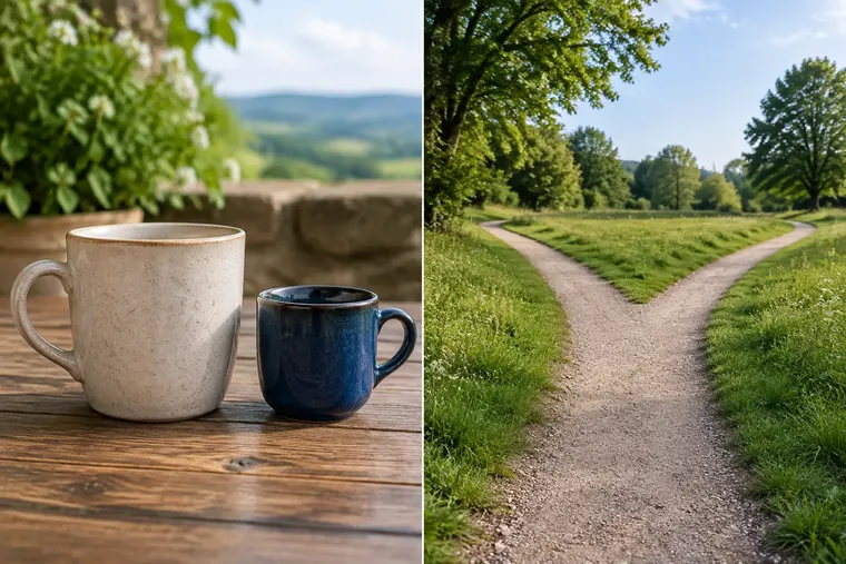 Gegenüberstellung: links Unterschied, rechts Divergenz