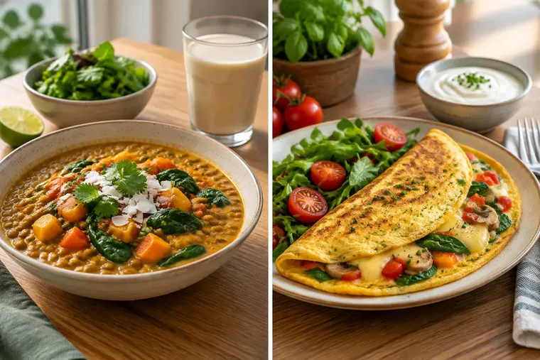 Gegenüberstellung: links Veganer, rechts Vegetarier