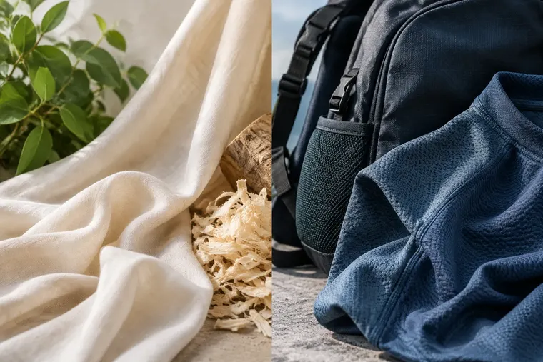 Gegenüberstellung: links Viskose, rechts Nylon