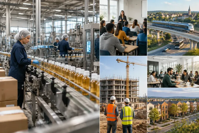 Gegenüberstellung: links Wirtschaftswachstum, rechts Wirtschaftsentwicklung