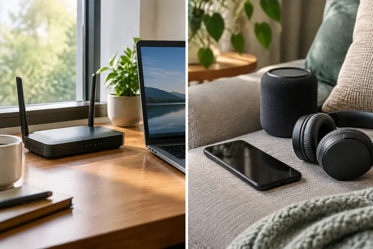 Gegenüberstellung: links WLAN, rechts Bluetooth