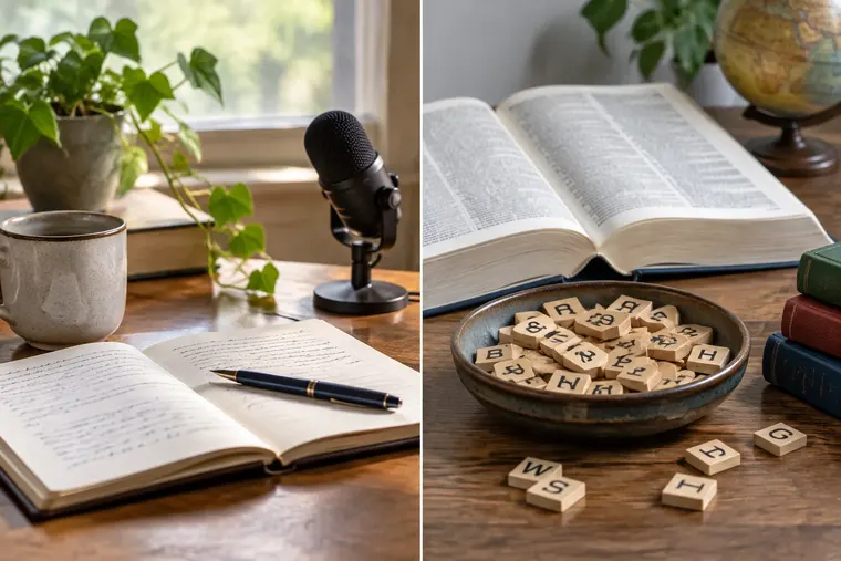 Gegenüberstellung: links Worte, rechts Wörter